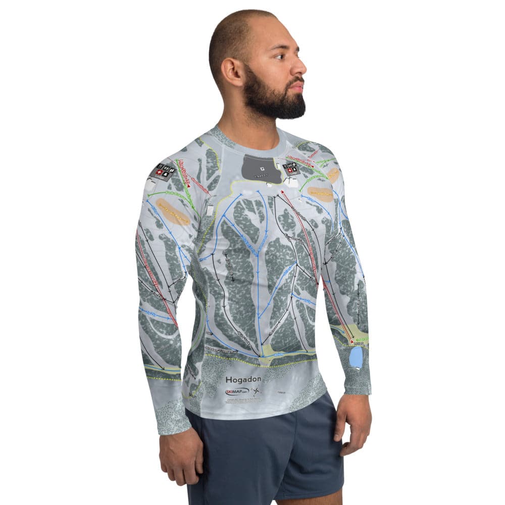 Hogadon, Wyoming Ski Trail Map Men's Base Layer Top - Powderaddicts