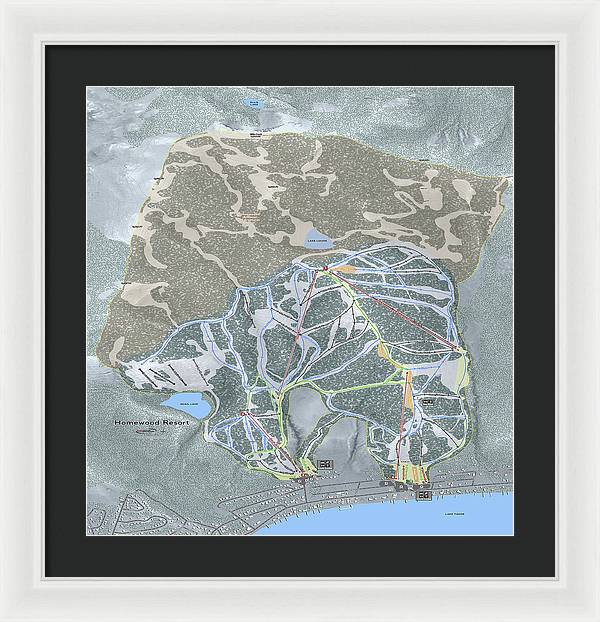 Homewood Ski Trail Map - Framed Print - Powderaddicts