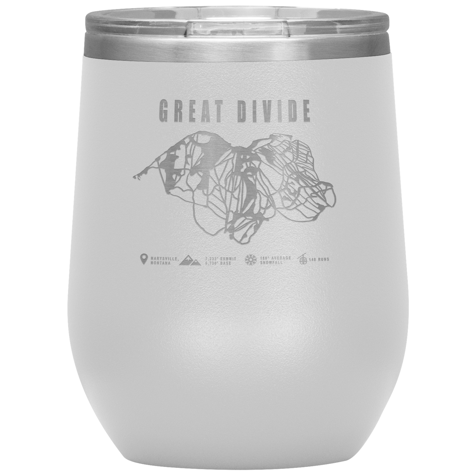 Great Divide Montana Ski Trail Map Wine 12oz Tumbler - Powderaddicts