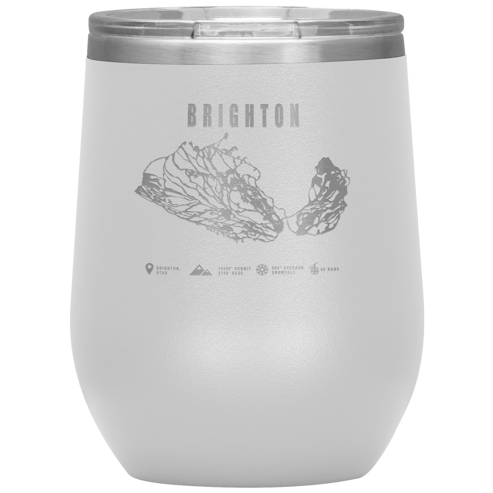 Brighton,Utah Ski Trail Map Wine 12oz Tumbler - Powderaddicts