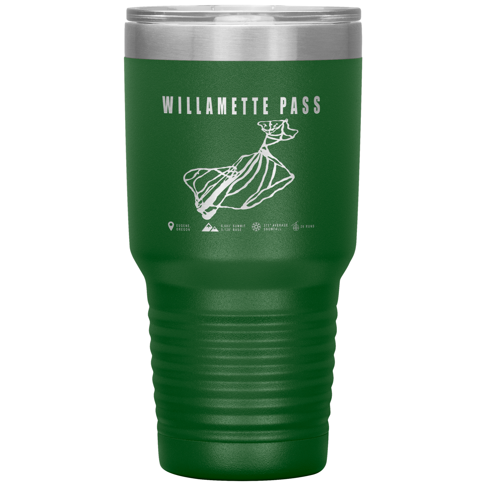 Willamette Pass, Oregon Ski Trail Map 30oz Tumbler - Powderaddicts