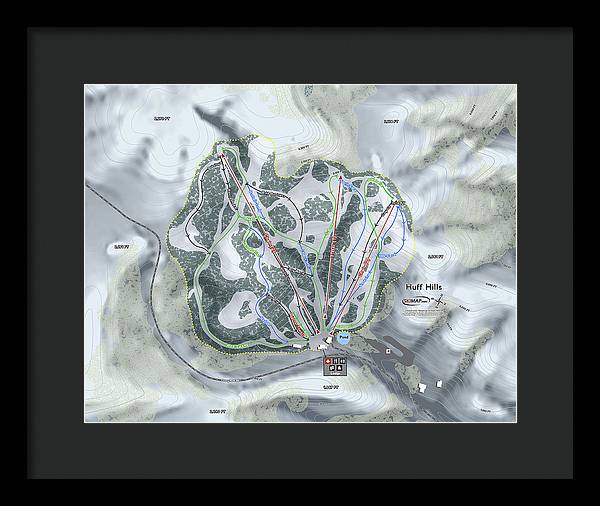 Huff Hills Ski Trail Map - Framed Print - Powderaddicts