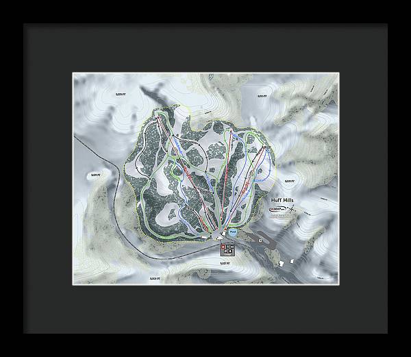 Huff Hills Ski Trail Map - Framed Print - Powderaddicts