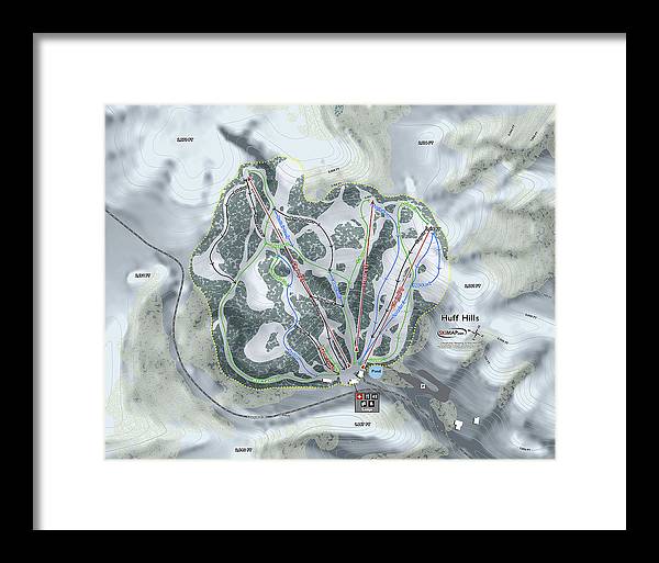 Huff Hills Ski Trail Map - Framed Print - Powderaddicts