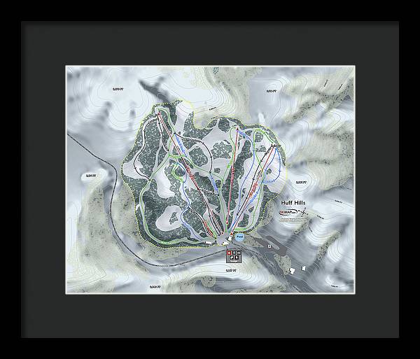 Huff Hills Ski Trail Map - Framed Print - Powderaddicts