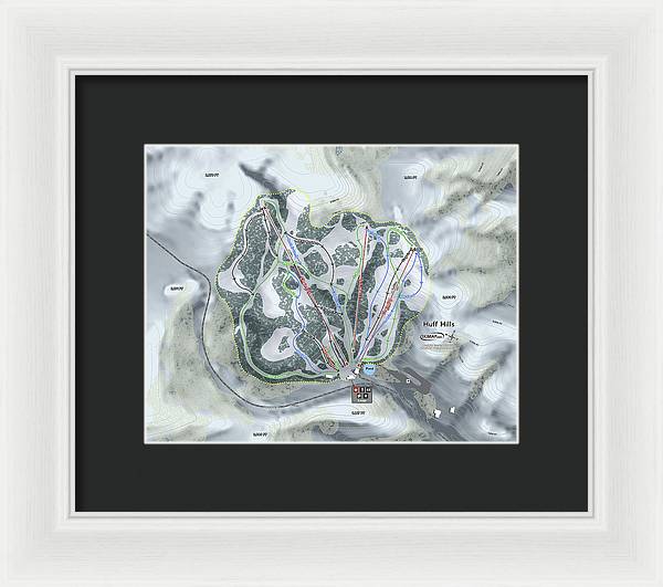 Huff Hills Ski Trail Map - Framed Print - Powderaddicts