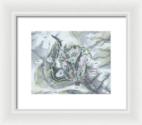 Huff Hills Ski Trail Map - Framed Print - Powderaddicts