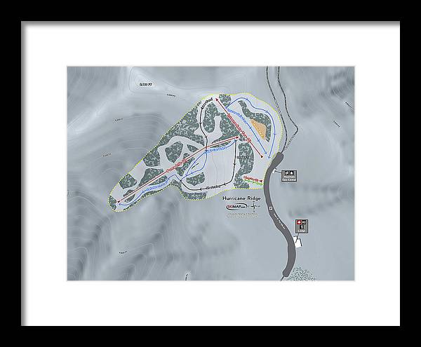 Hurricane Ridge Ski Trail Map - Framed Print - Powderaddicts