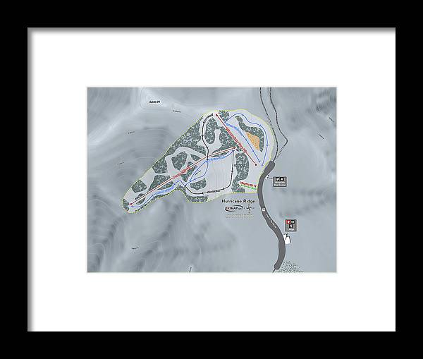 Hurricane Ridge Ski Trail Map - Framed Print - Powderaddicts
