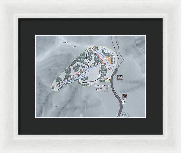 Hurricane Ridge Ski Trail Map - Framed Print - Powderaddicts