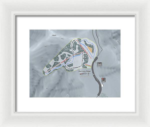 Hurricane Ridge Ski Trail Map - Framed Print - Powderaddicts
