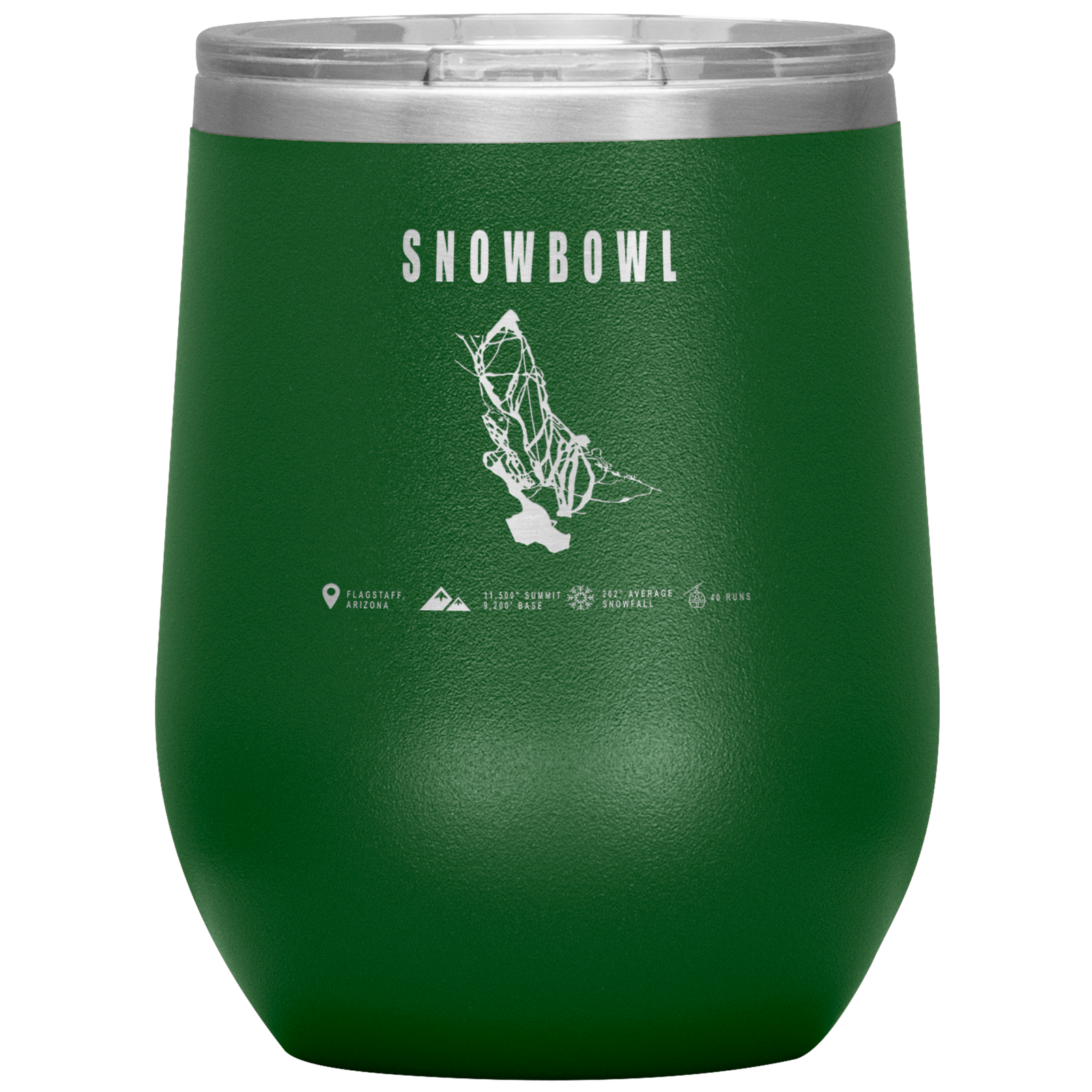 Snowbowl, Arizona Ski Trail Map Wine 12oz Tumbler - Powderaddicts