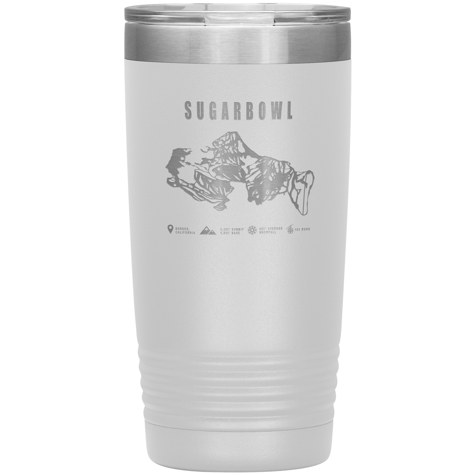 Sugarbowl, California Ski Trail Map 20oz Tumbler - Powderaddicts