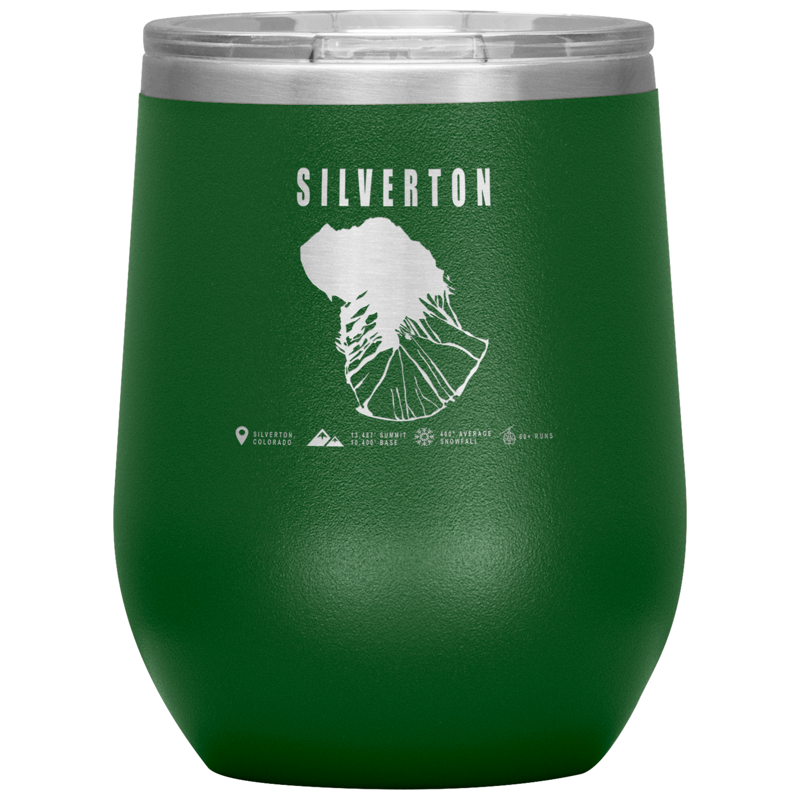 Silverton Colorado Ski Trail Map Wine 12oz Tumbler - Powderaddicts