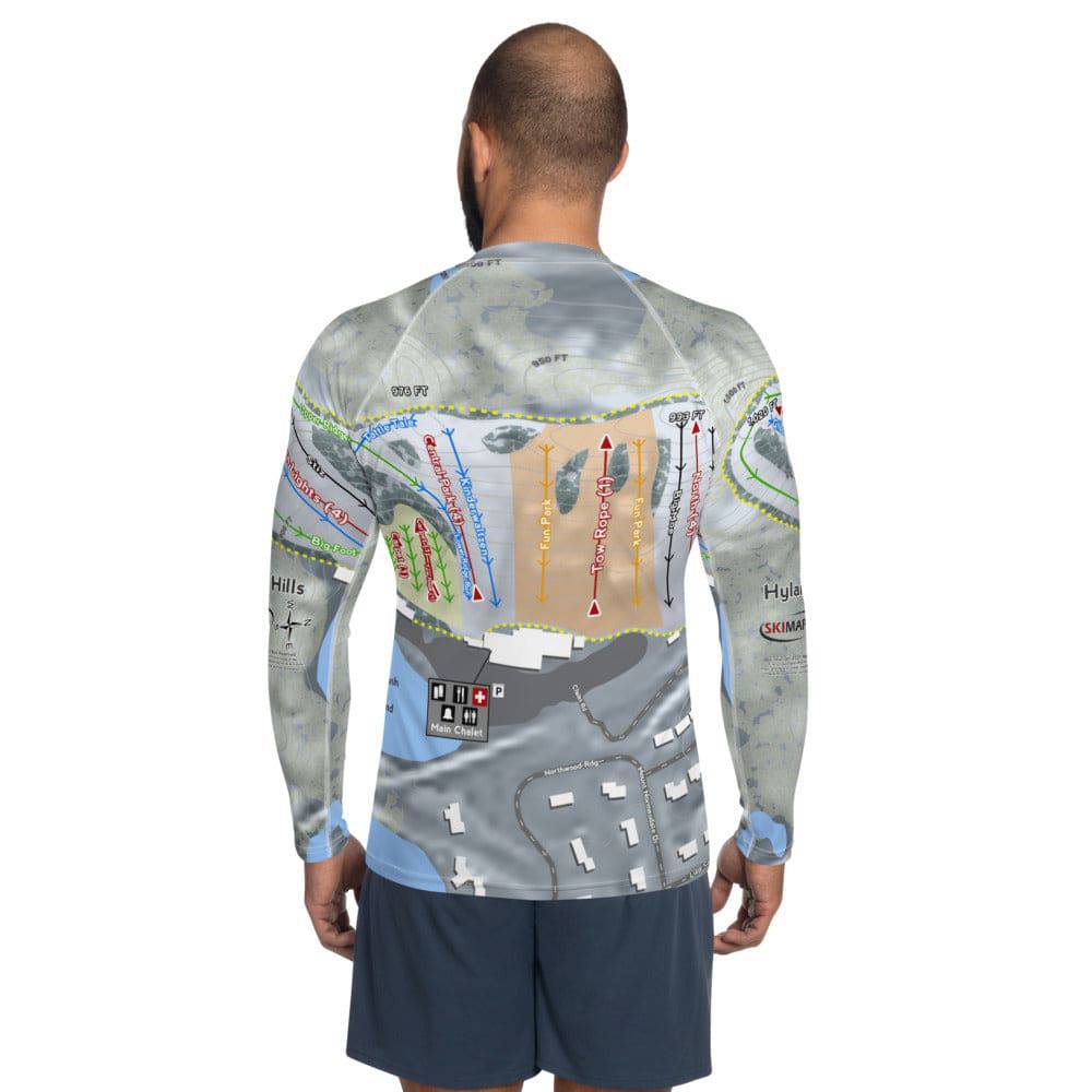 Hyland Hills, Minnesota Ski Trail Map Men's Base Layer Top - Powderaddicts
