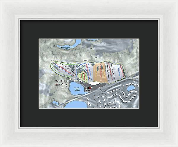 Hyland Hills Ski Trail Map - Framed Print - Powderaddicts