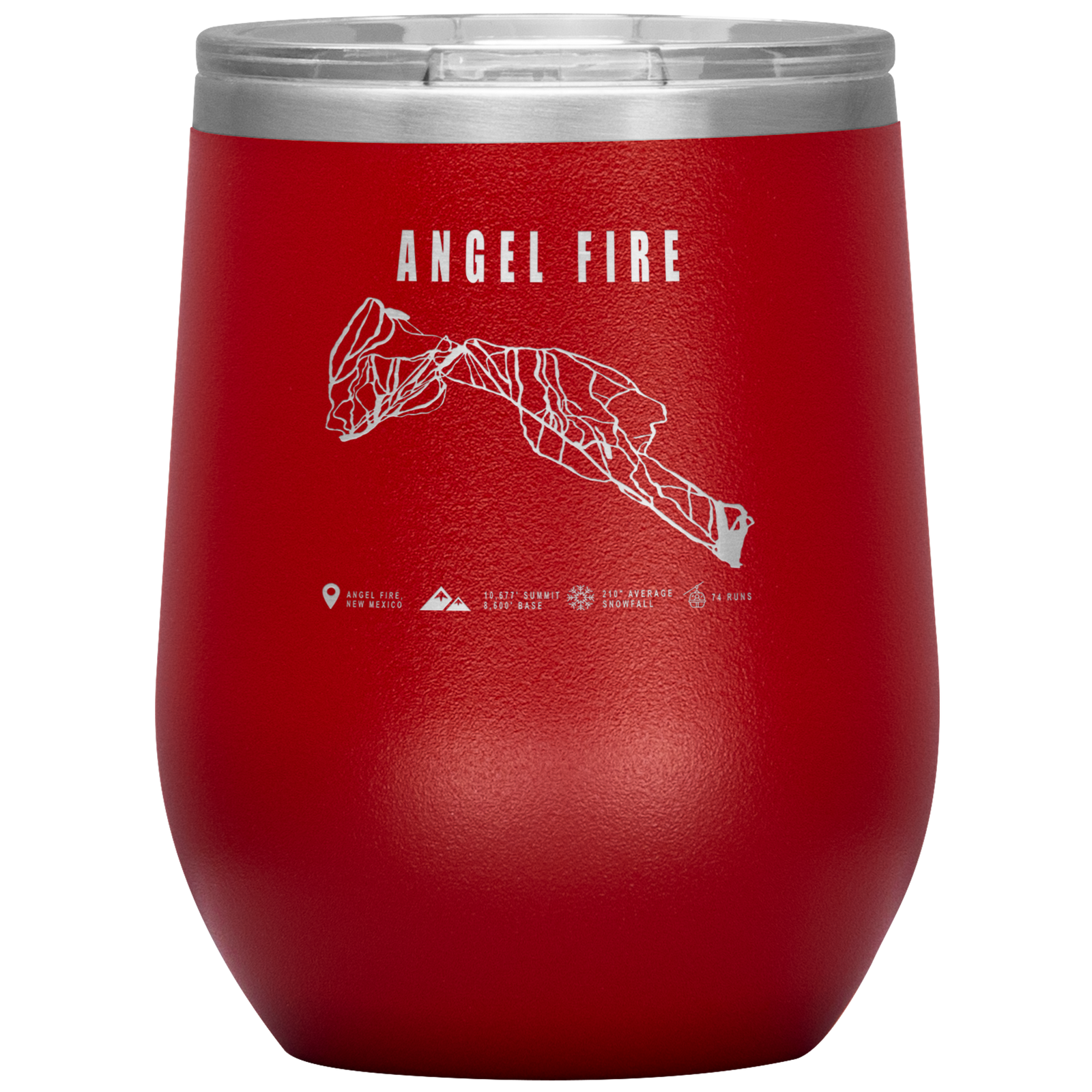Angel Fire, New Mexico Ski Trail Map Wine 12oz Tumbler - Powderaddicts