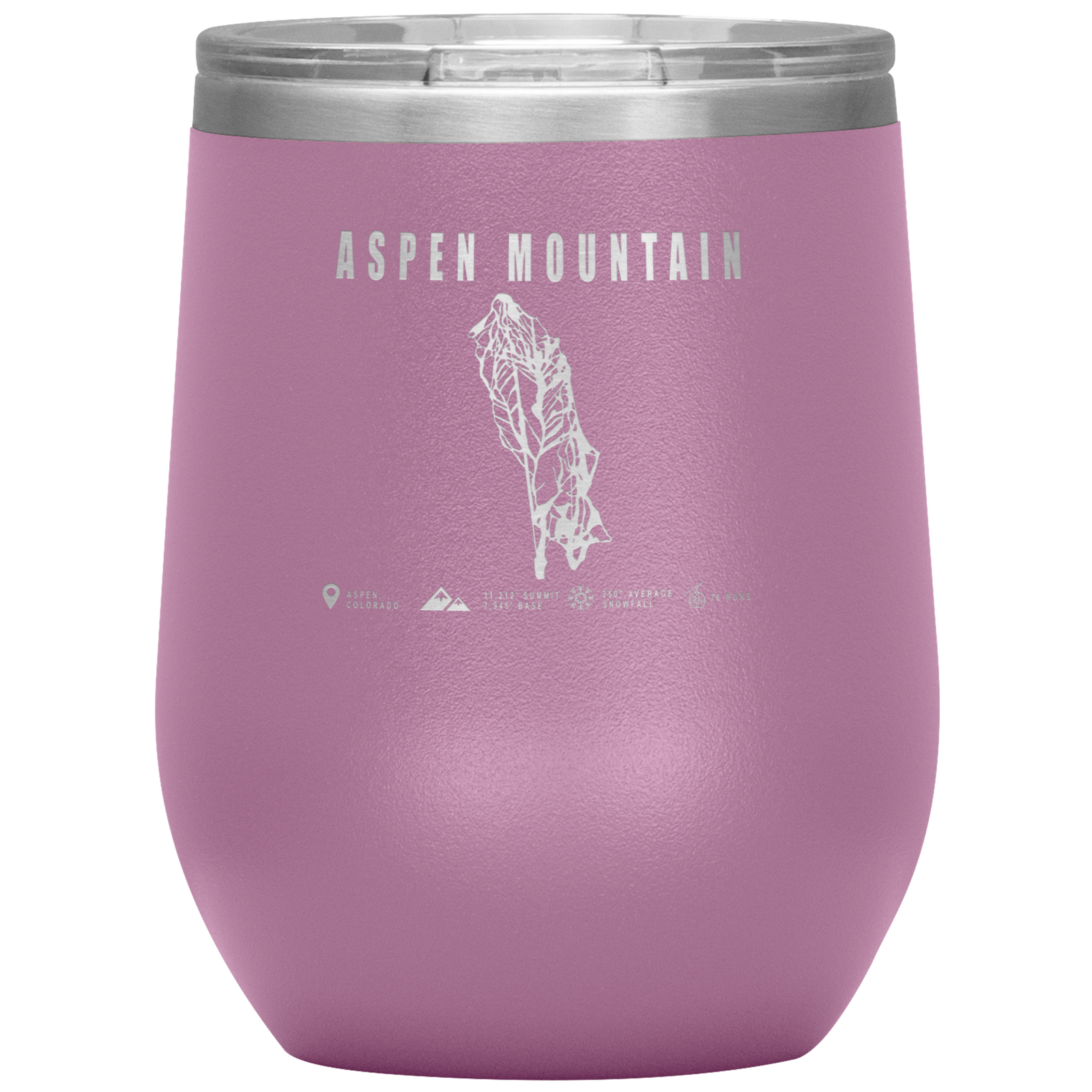 Aspen Mountain Colorado Ski Trail Map Wine 12oz Tumbler - Powderaddicts