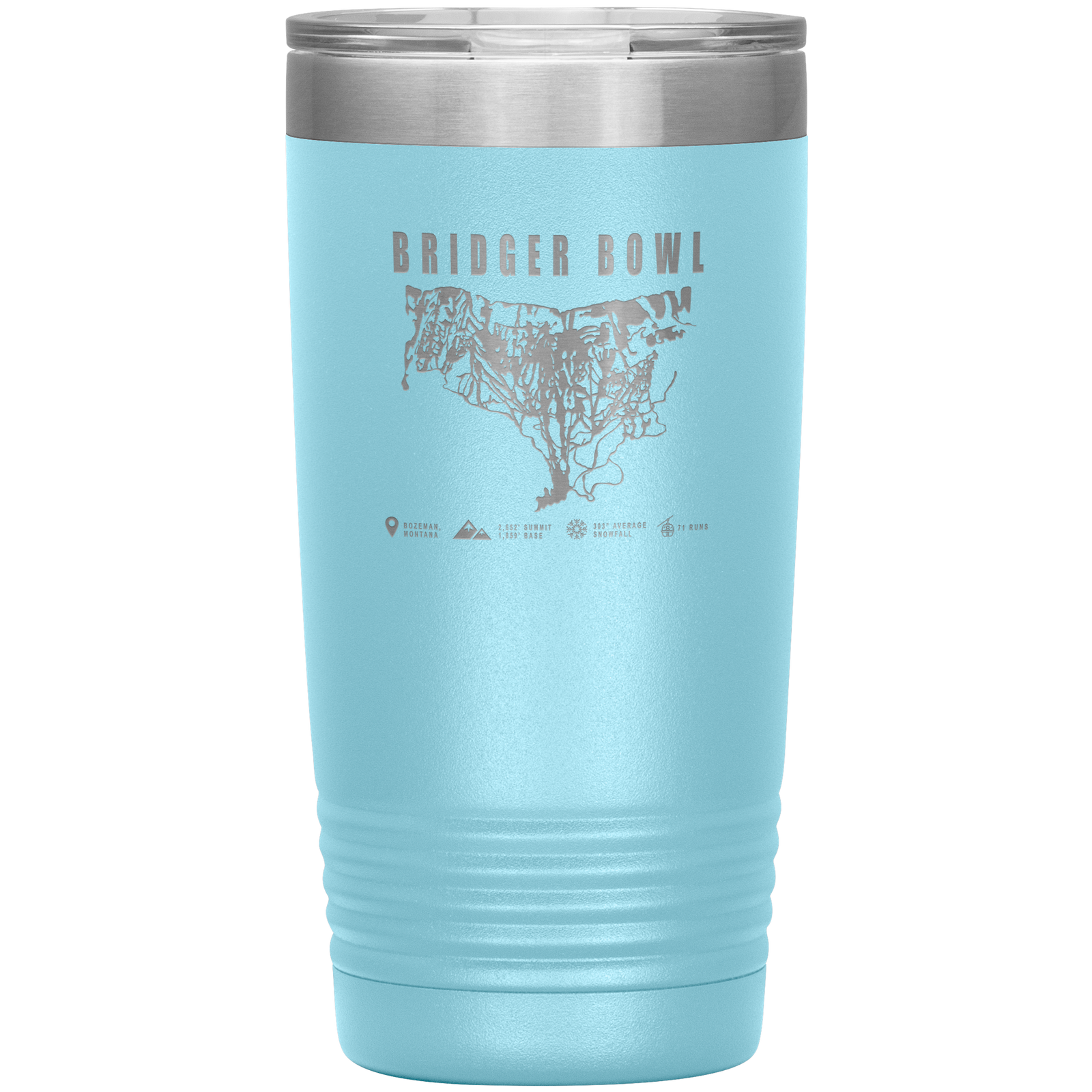 Bridger Bowl Montana Ski Trail Map 20oz Tumbler - Powderaddicts