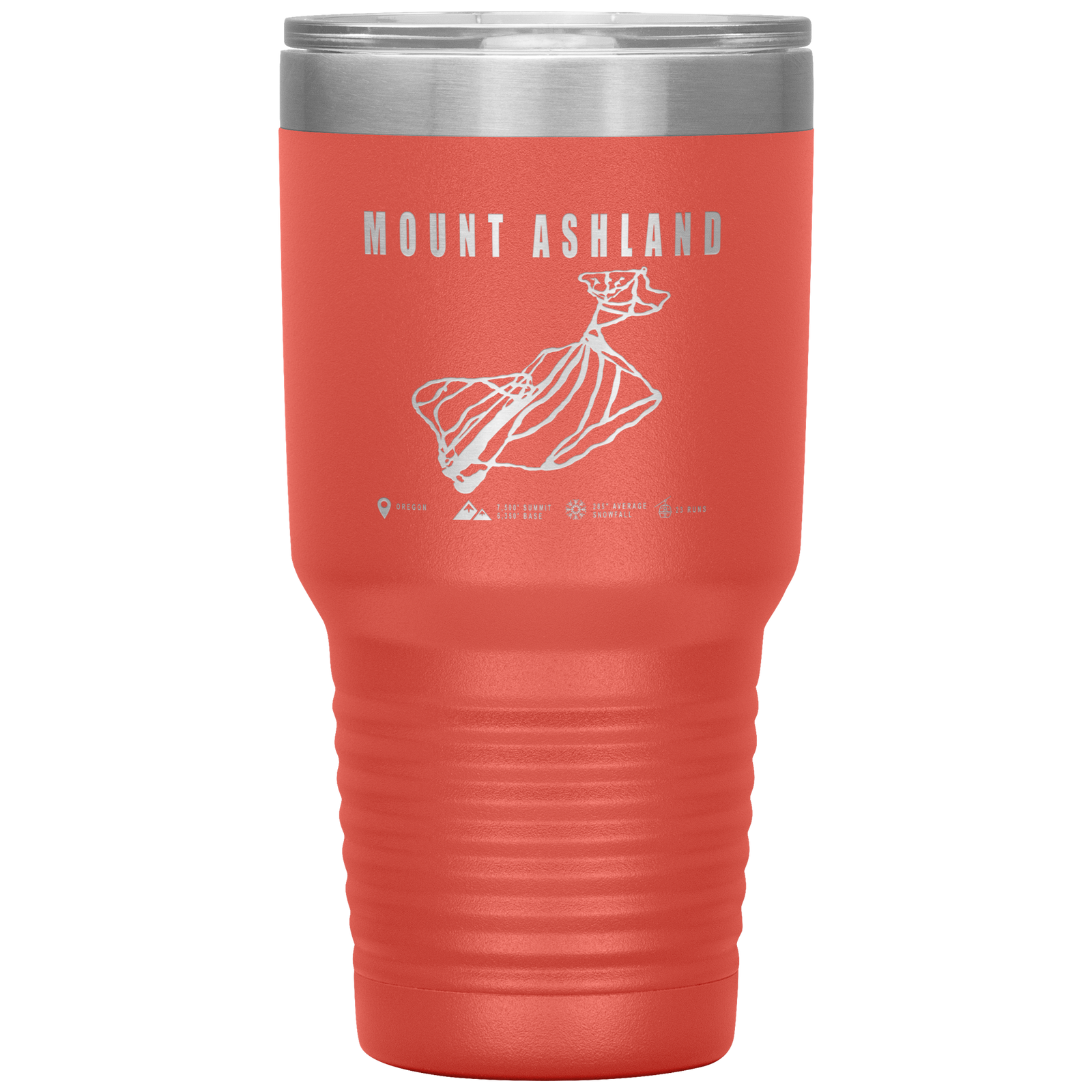 Mount Ashland, Oregon Ski Trail Map 30oz Tumbler - Powderaddicts