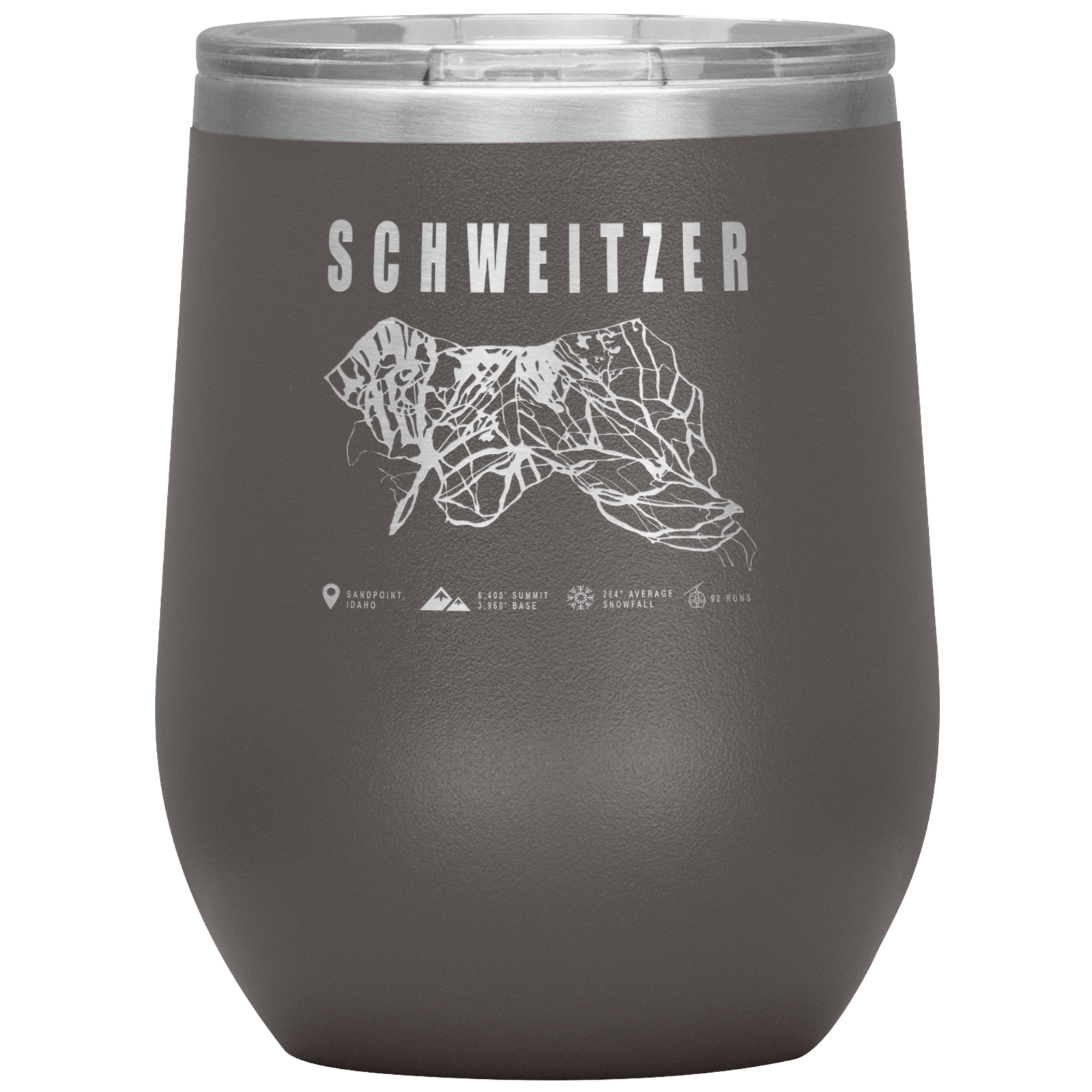 Schweitzer Idaho Ski Trail Map Wine 12oz Tumbler - Powderaddicts
