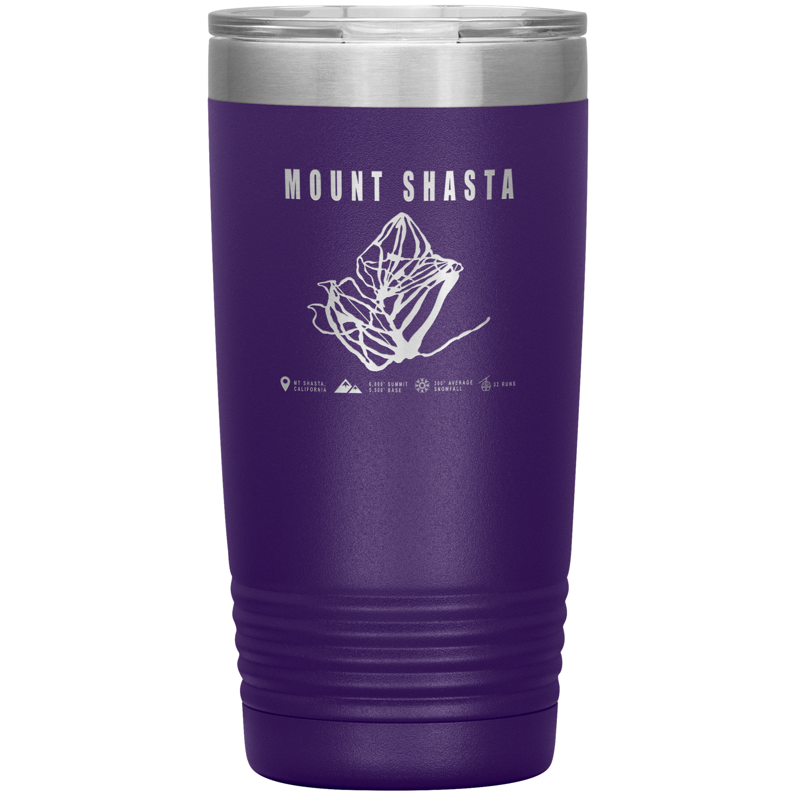 Mount Shasta, California Ski Trail Map 20oz Tumbler - Powderaddicts