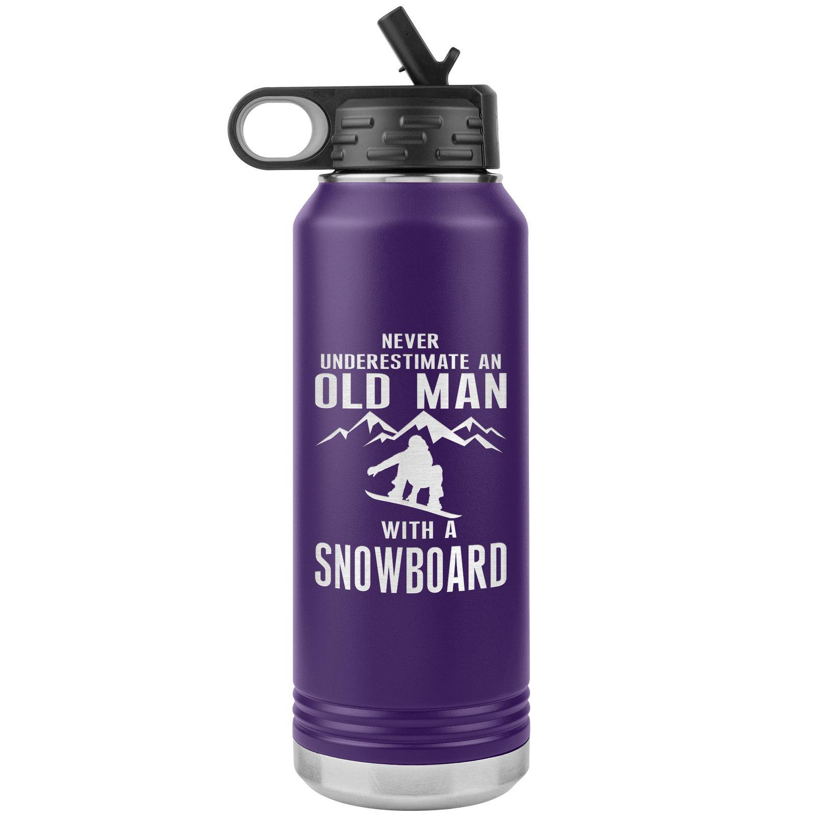 Never Underestimate An Old Man With A Snowboard 32oz Water Bottle Tumbler - Powderaddicts