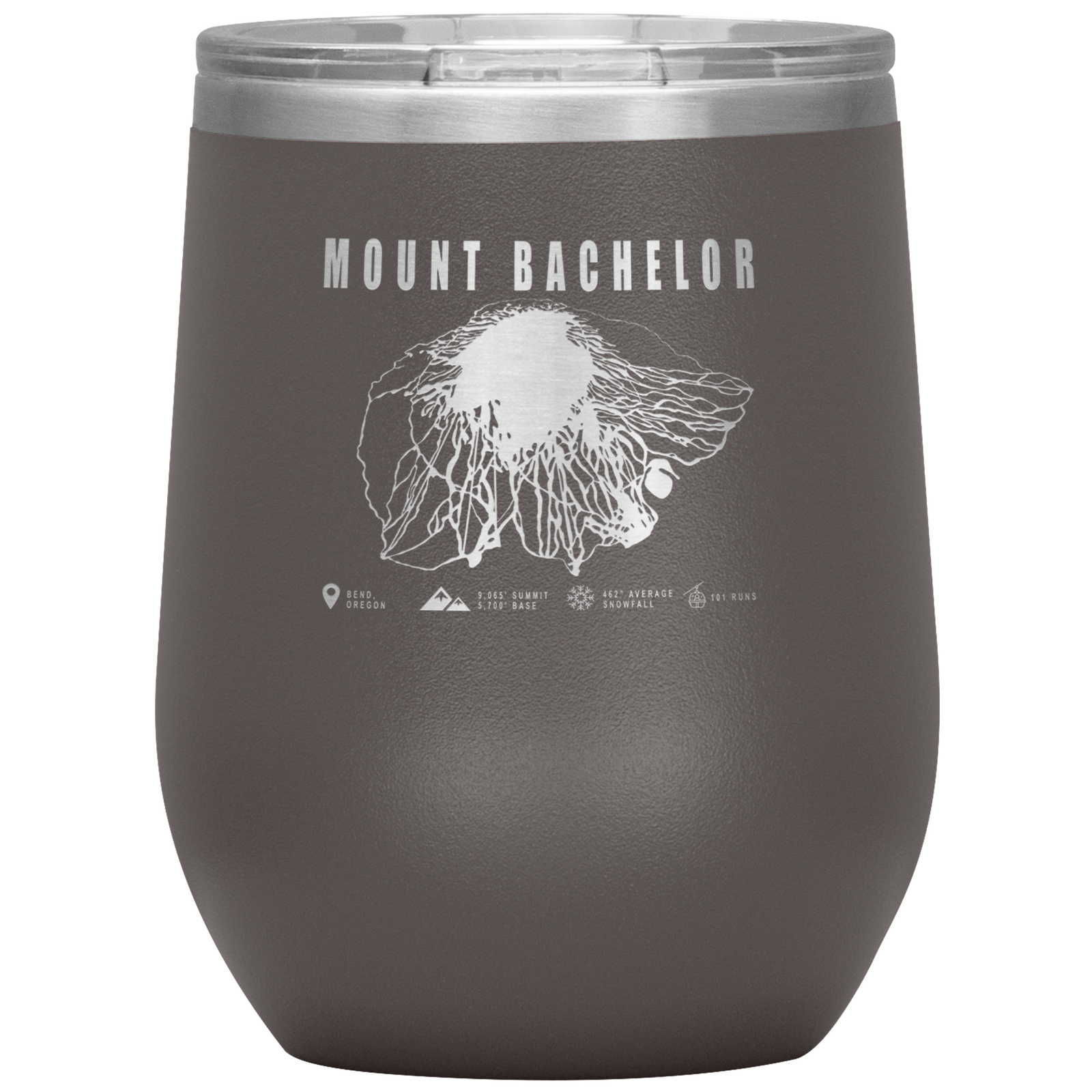 Mount Bachelor, Oregon Ski Trail Map Wine 12oz Tumbler - Powderaddicts