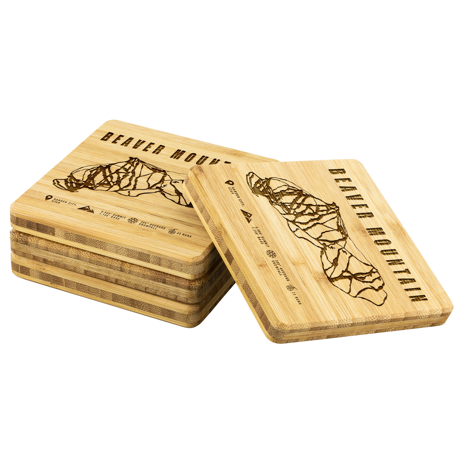 Brian Head,Utah Ski Trail Map Bamboo Coaster - Powderaddicts