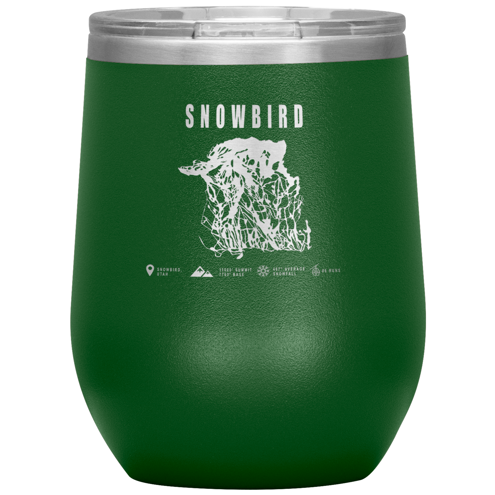 Snowbird,Utah Ski Trail Map Wine 12oz Tumbler - Powderaddicts