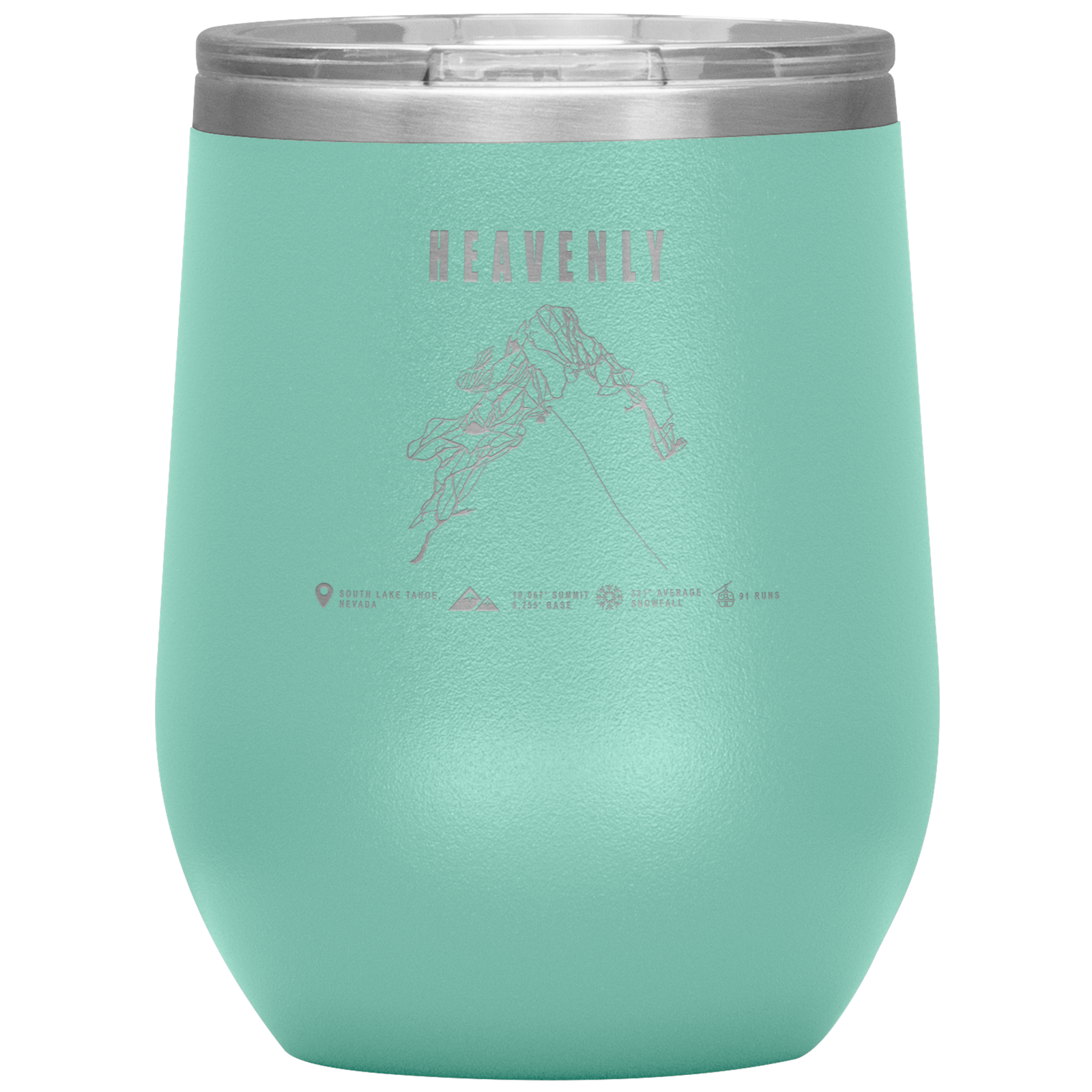 Heavenly, Nevada Ski Trail Map Wine 12oz Tumbler - Powderaddicts
