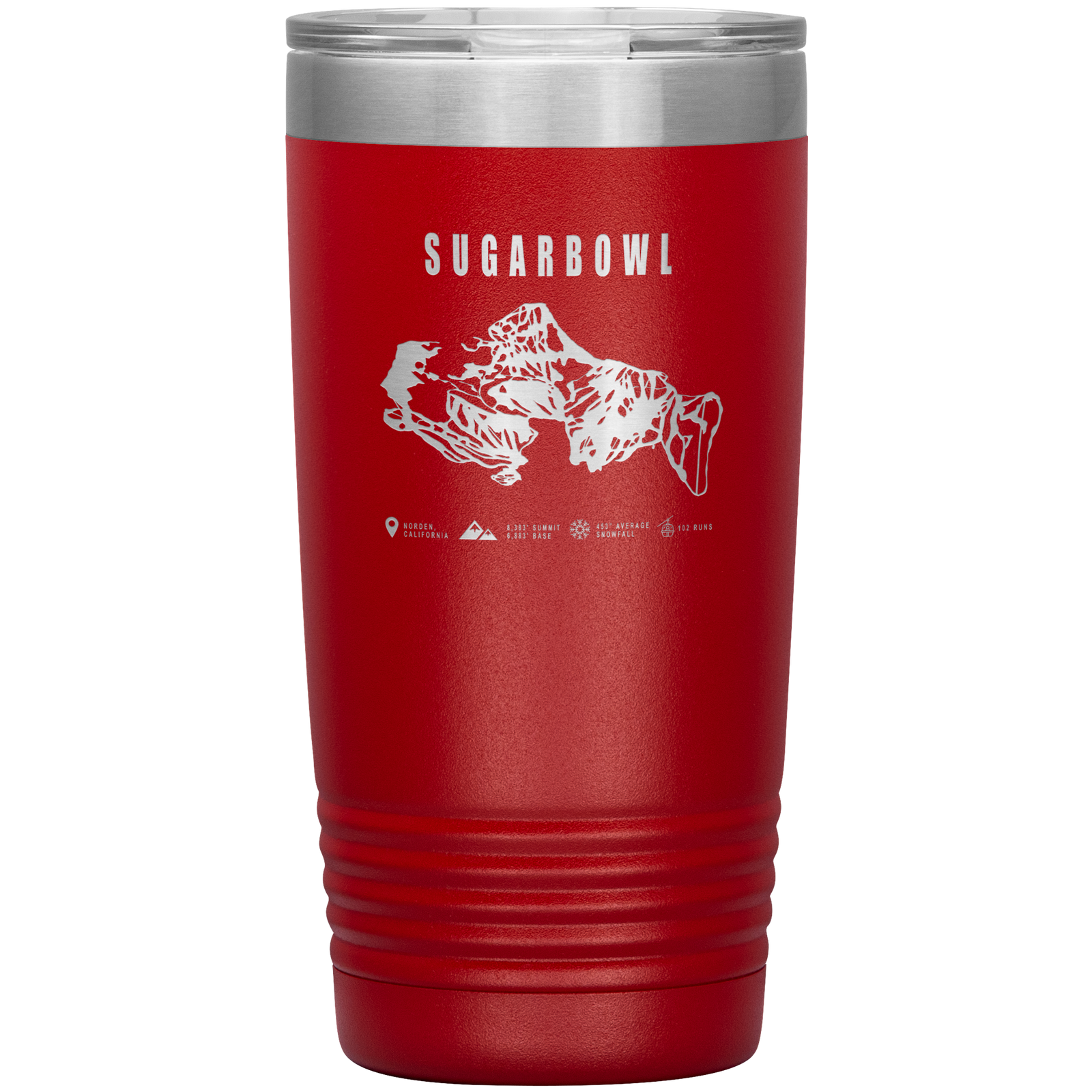 Sugarbowl, California Ski Trail Map 20oz Tumbler - Powderaddicts