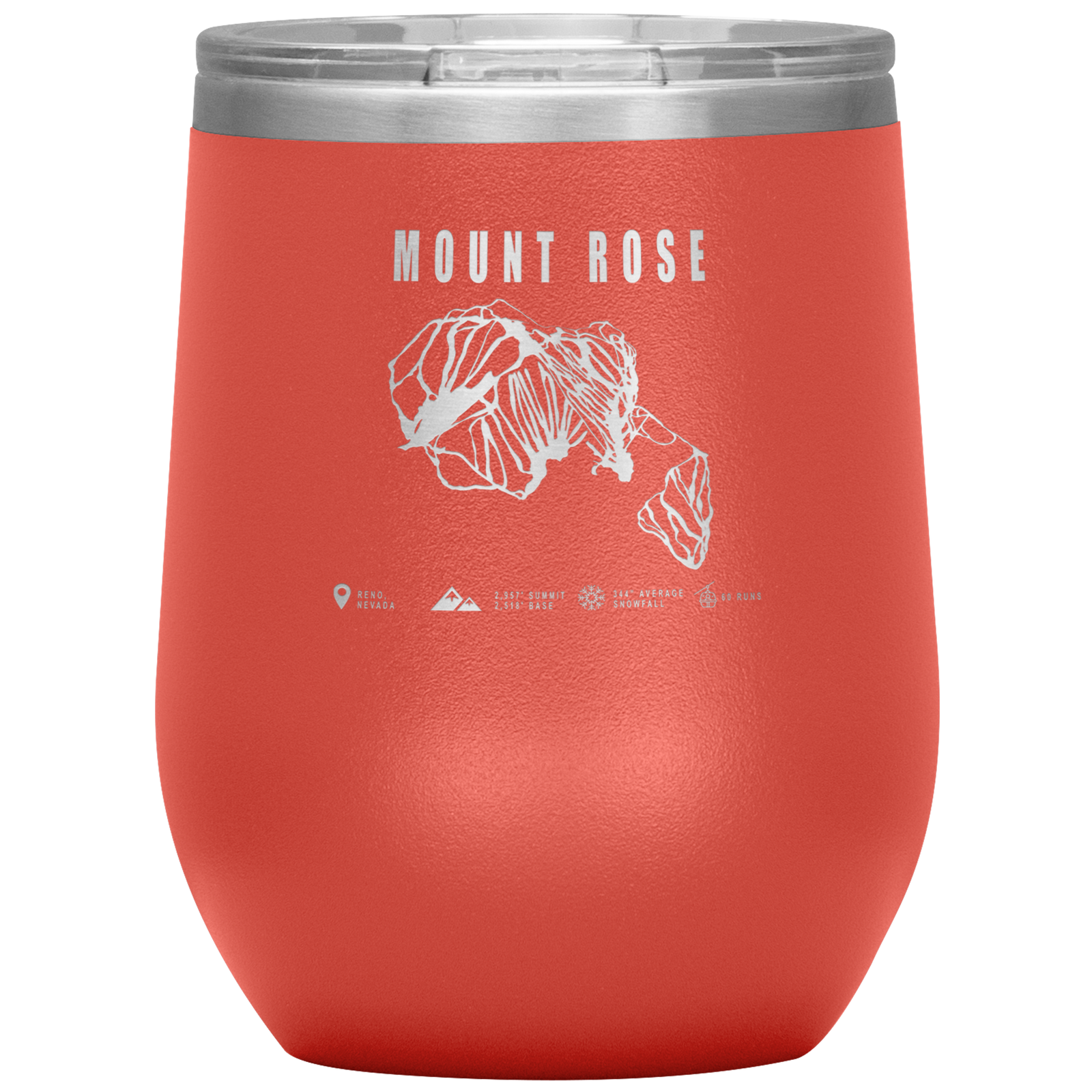 Mount Rose, Nevada Ski Trail Map Wine 12oz Tumbler - Powderaddicts