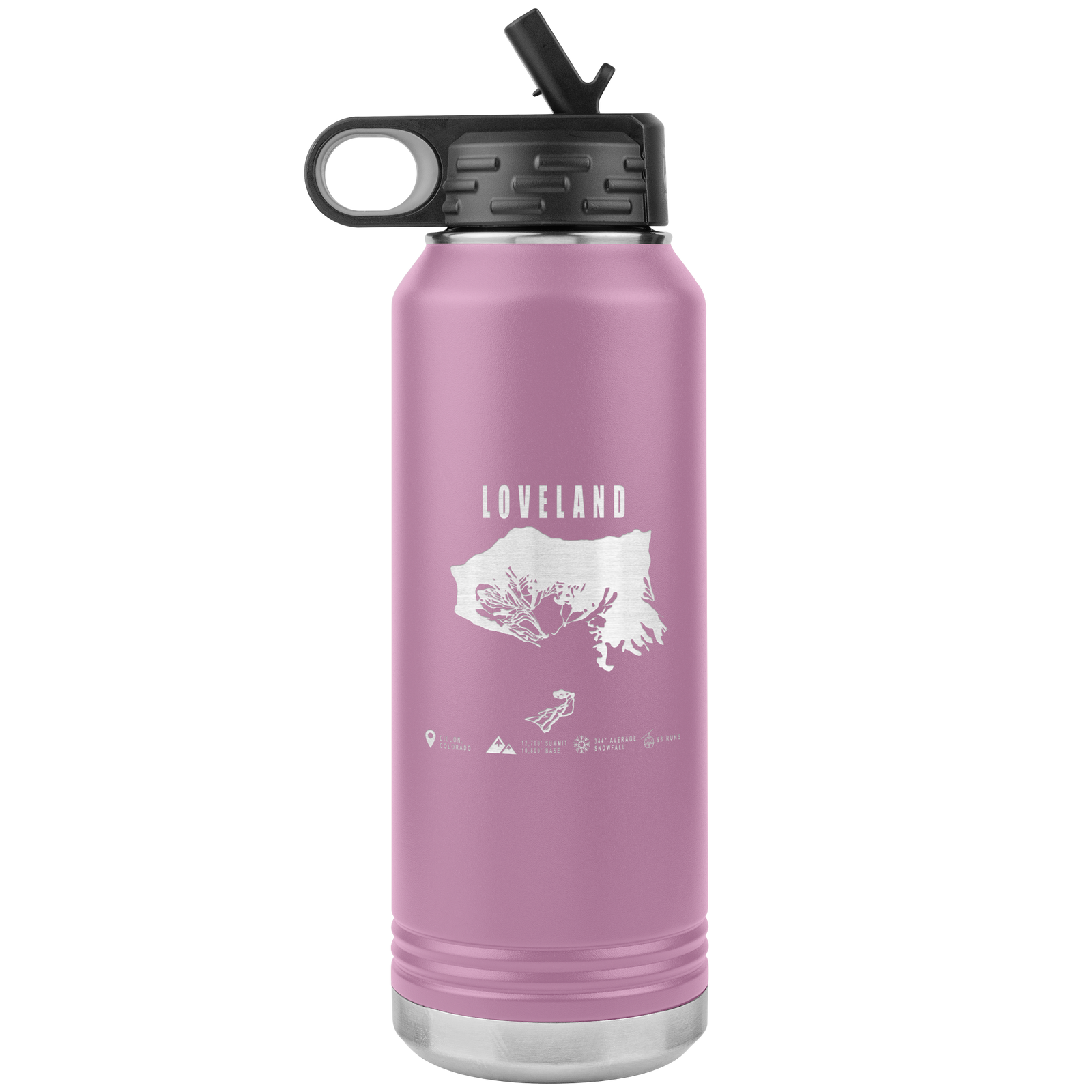 Loveland Colorado Ski Trail Map 32oz Water Bottle Tumbler - Powderaddicts
