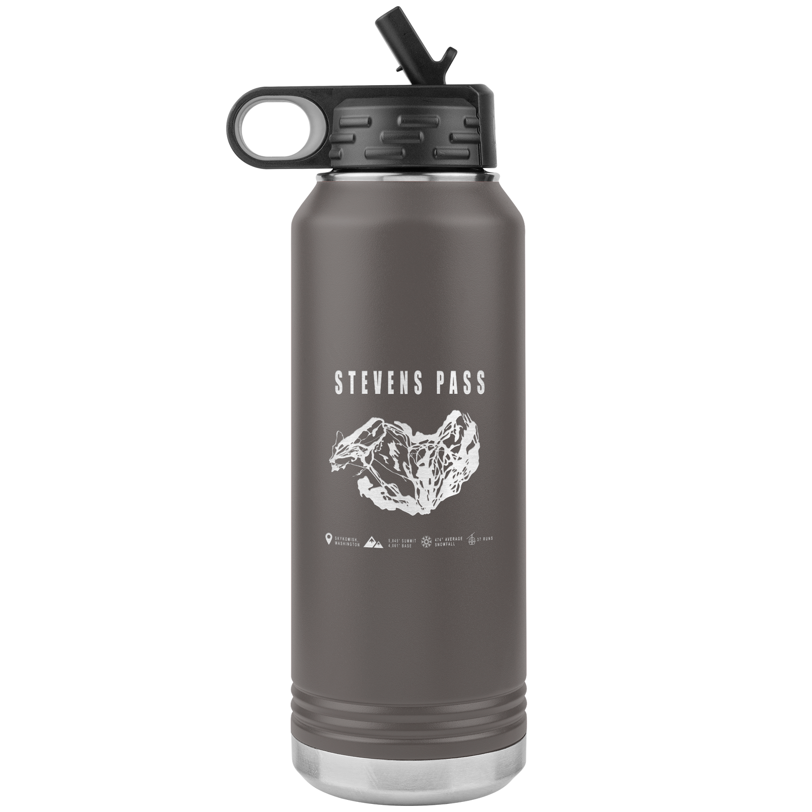 Stevens Pass, Washington Ski Trail Map 32oz Water Bottle Tumbler - Powderaddicts