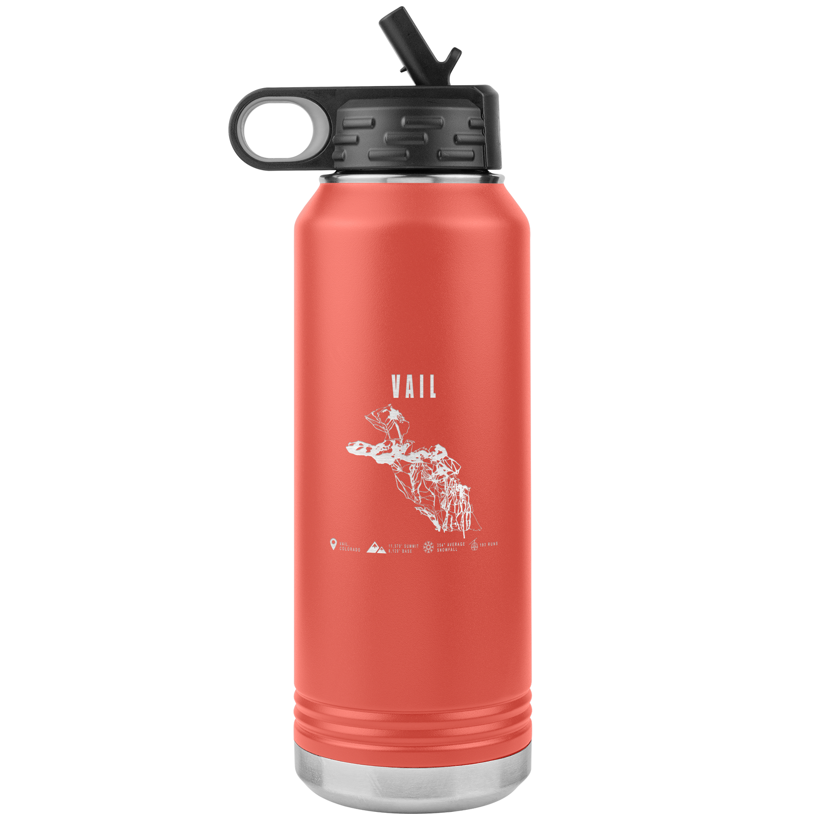 Vail Colorado Ski Trail Map 32oz Water Bottle Tumbler - Powderaddicts