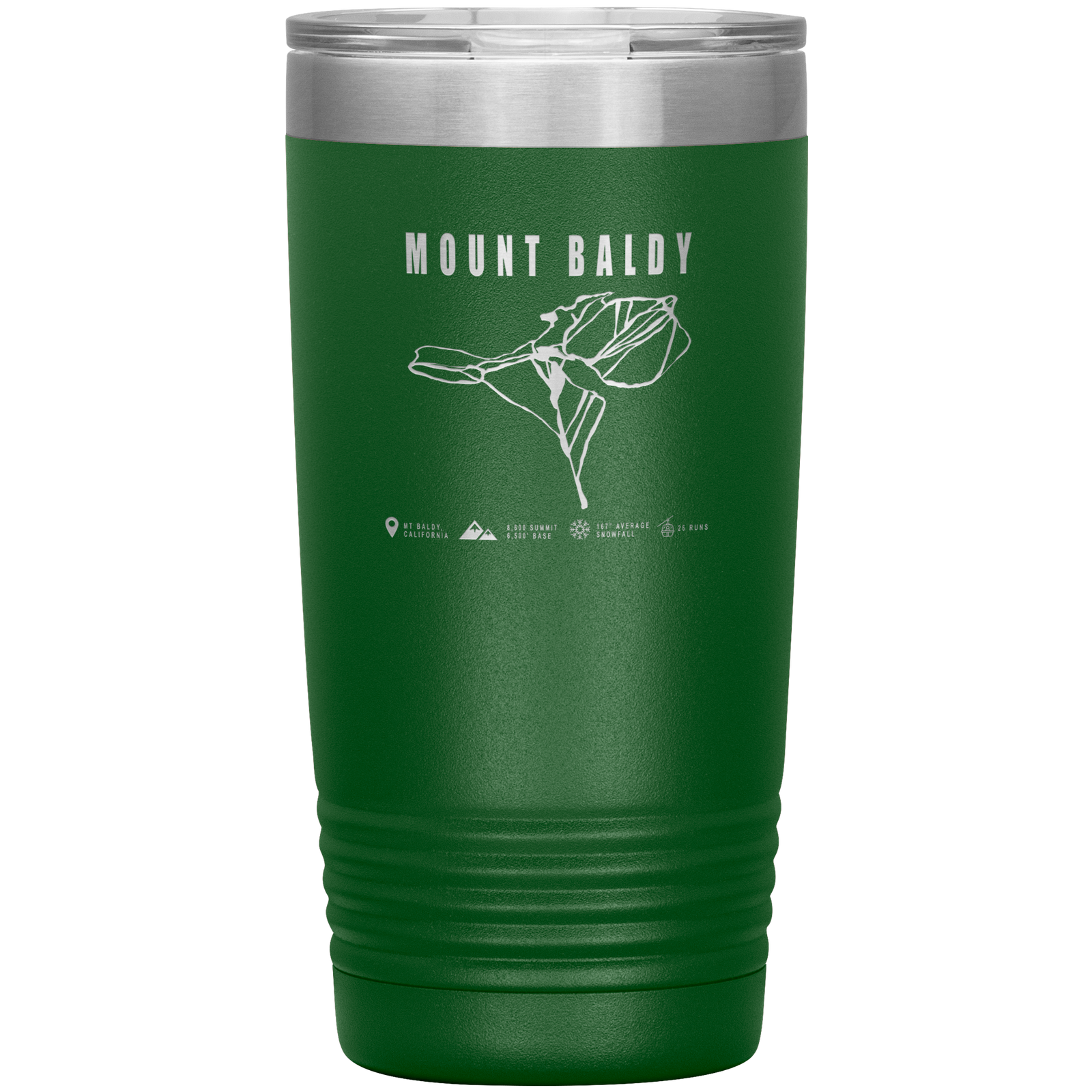 Mount Baldy, California Ski Trail Map 20oz Tumbler - Powderaddicts