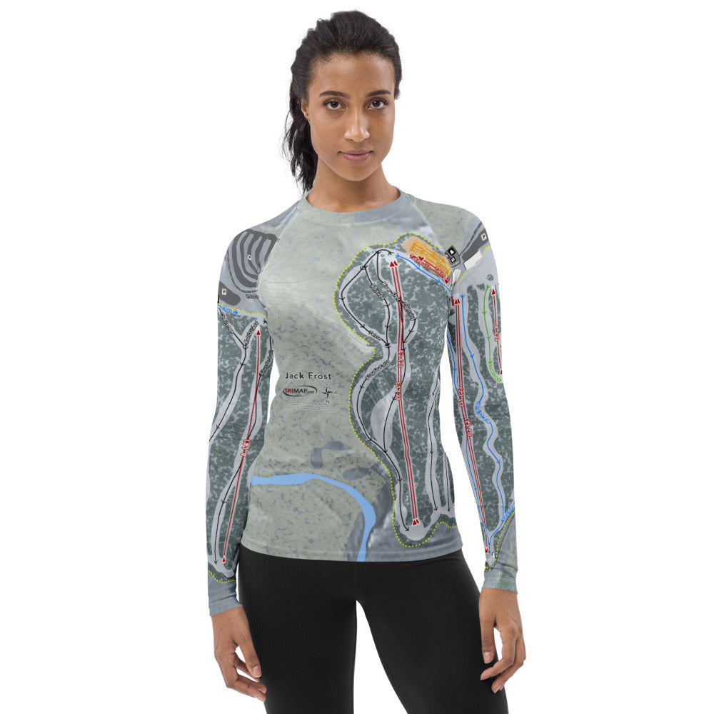Jack Frost, Pennsylvania Ski Trail Map Women's Base Layer Top - Powderaddicts