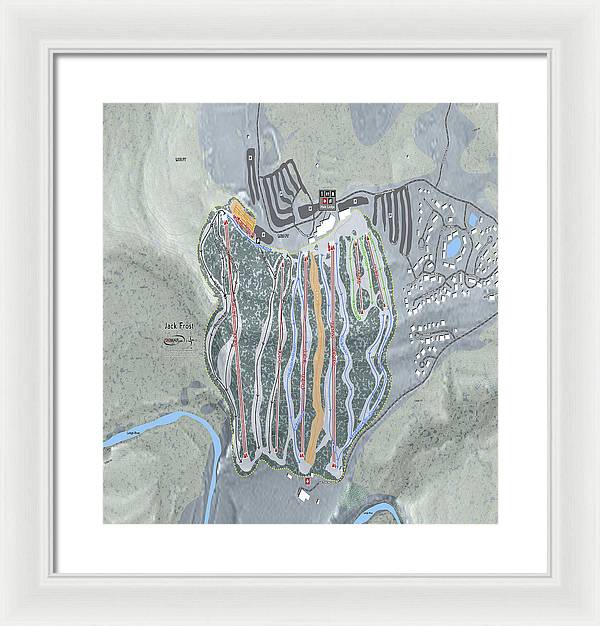 Jack Frost Ski Trail Map - Framed Print - Powderaddicts