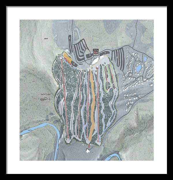 Jack Frost Ski Trail Map - Framed Print - Powderaddicts