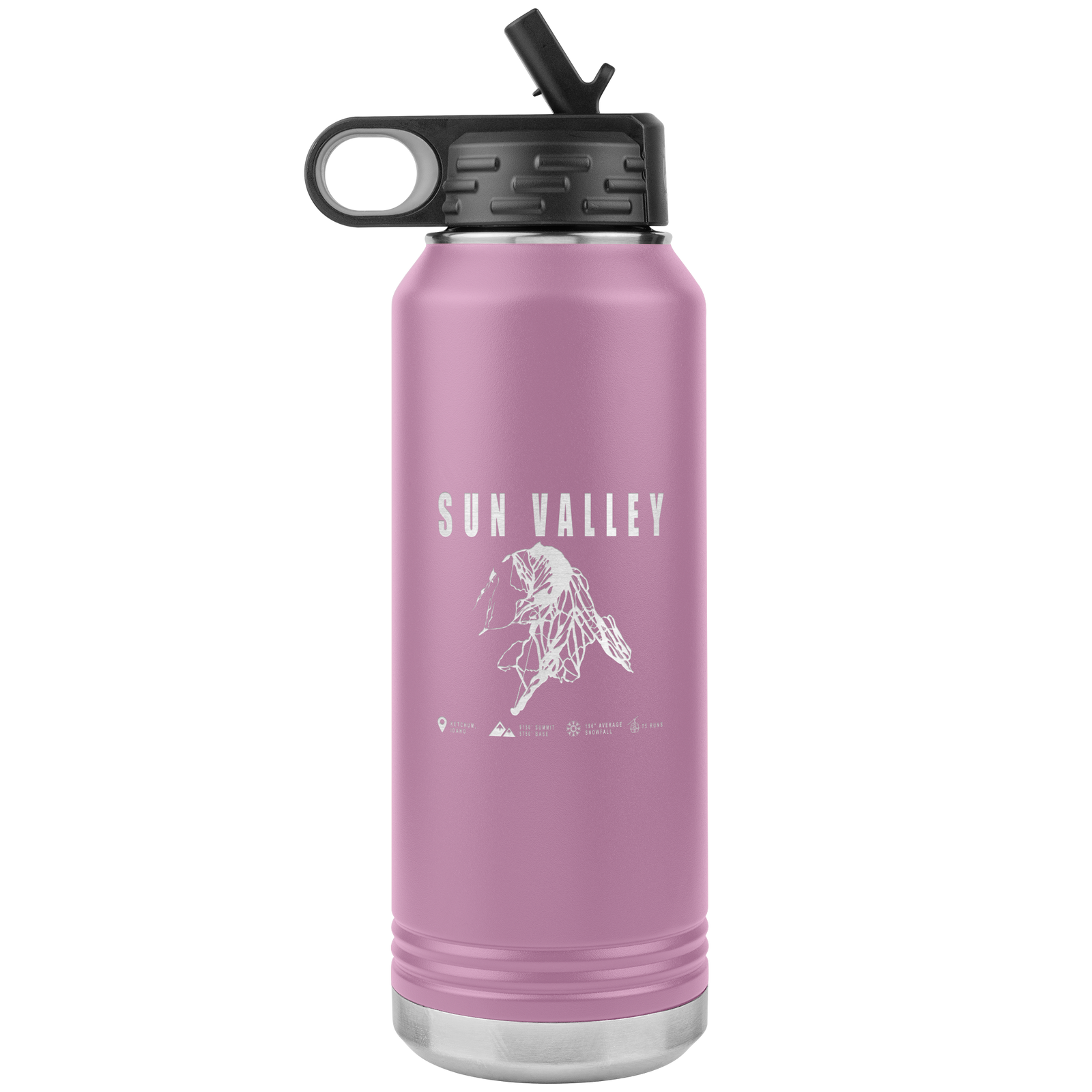 Sun Valley Idaho Ski Trail Map 32oz Water Bottle Tumbler - Powderaddicts