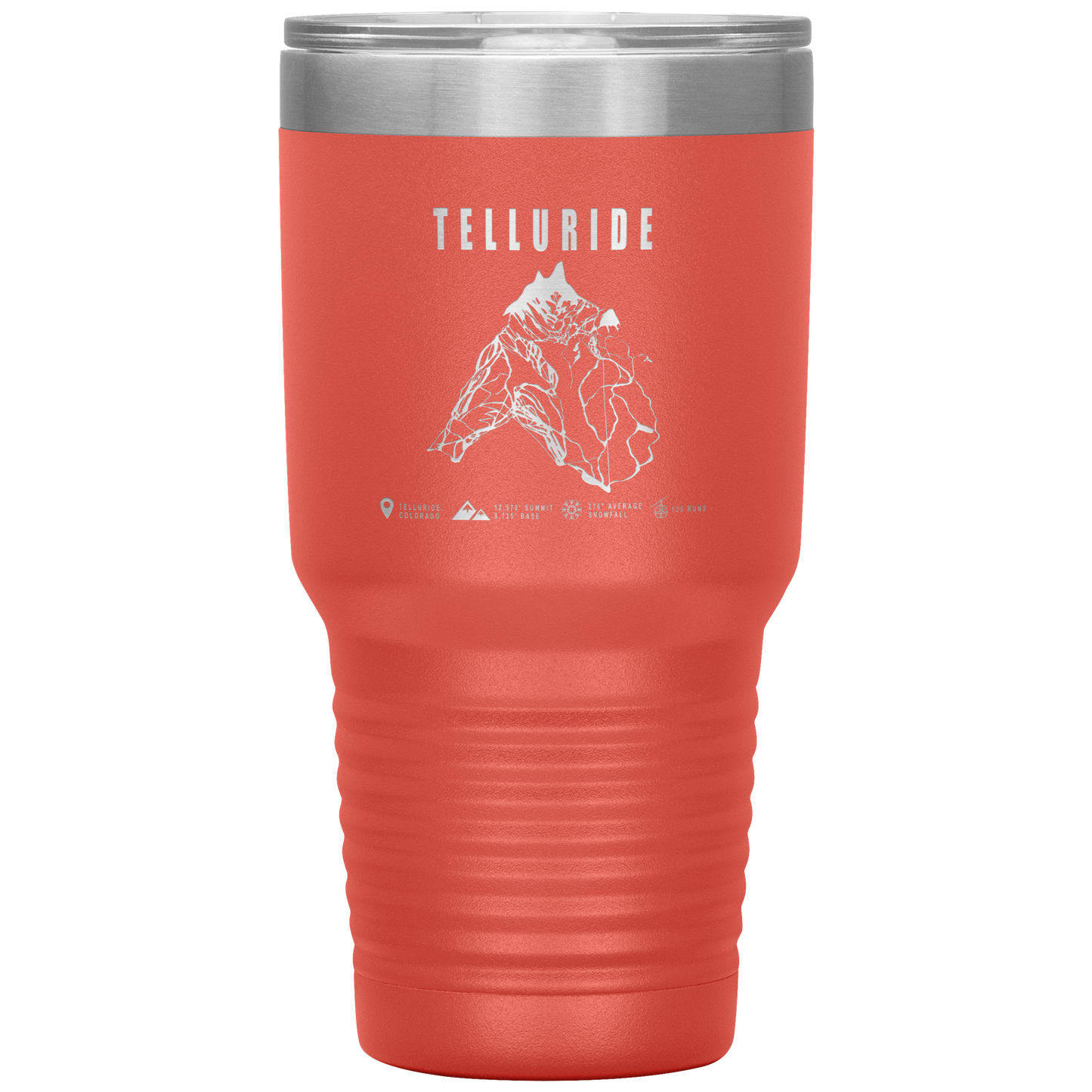 Telluride Colorado Ski Trail Map 30oz Tumbler - Powderaddicts