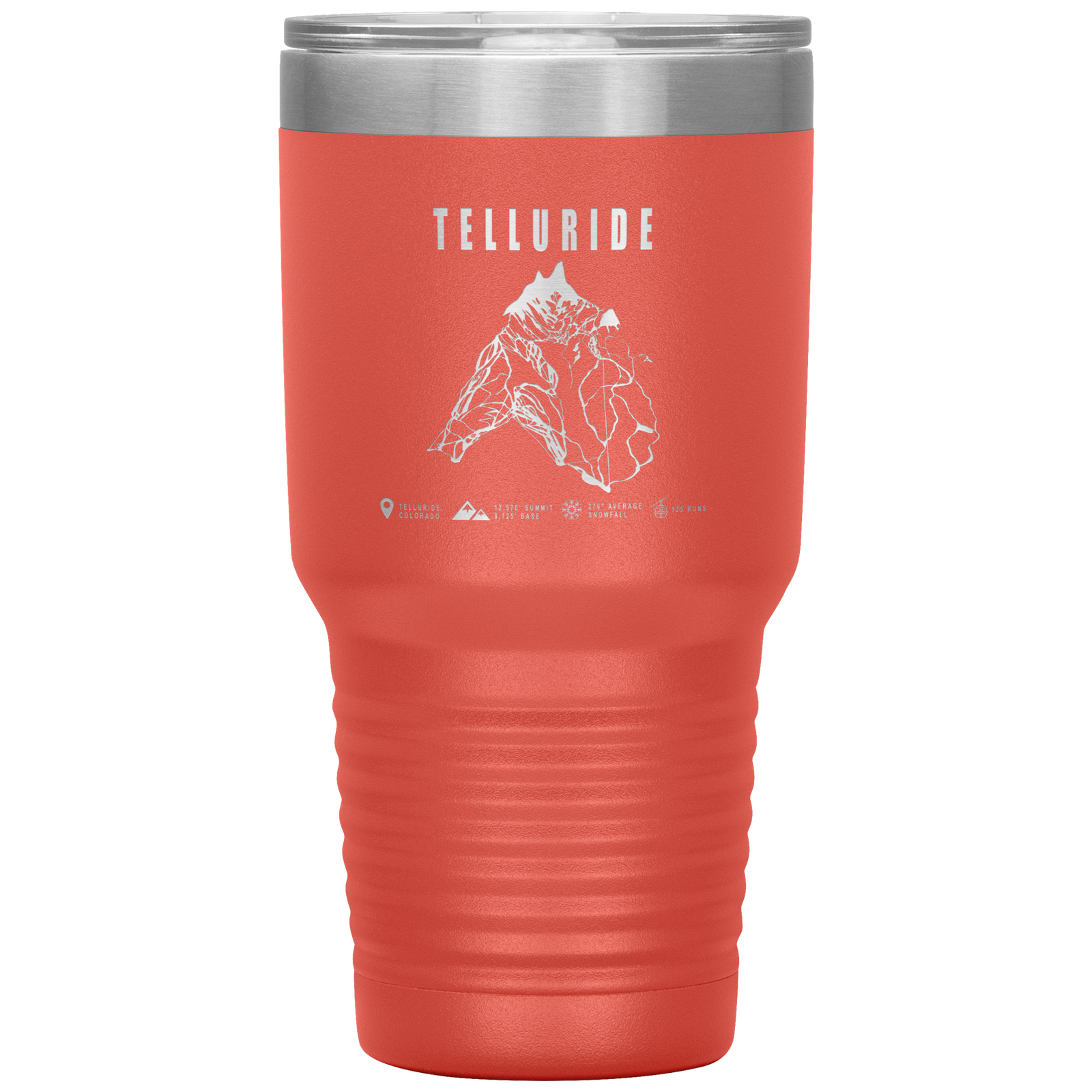 Telluride Colorado Ski Trail Map 30oz Tumbler - Powderaddicts