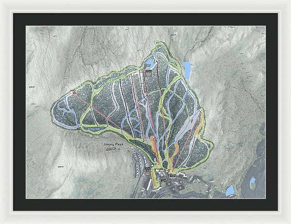 Jiminy Peak, Massachusetts Ski Resort Map - Framed Print