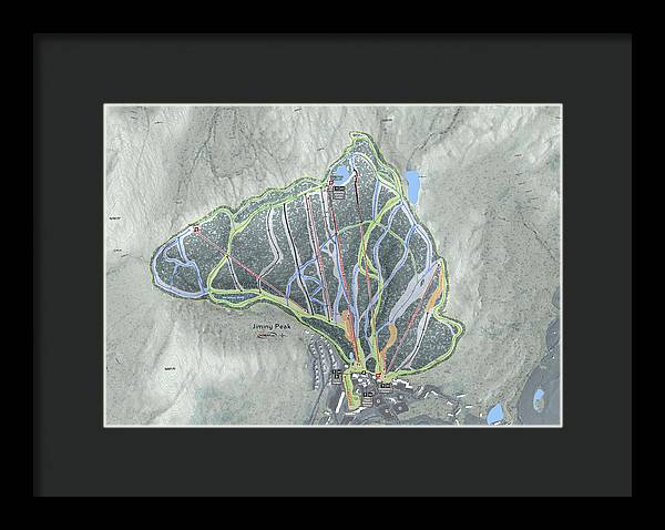 Jiminy Peak, Massachusetts Ski Resort Map - Framed Print