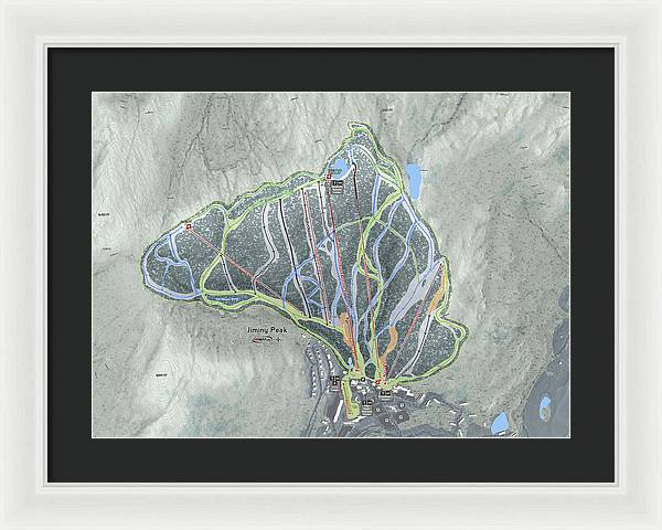 Jiminy Peak, Massachusetts Ski Resort Map - Framed Print
