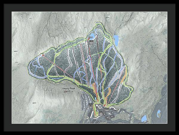 Jiminy Peak, Massachusetts Ski Resort Map - Framed Print