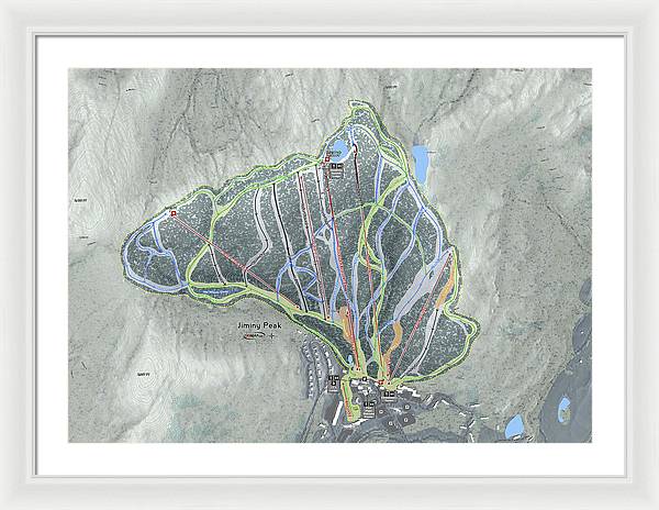 Jiminy Peak, Massachusetts Ski Resort Map - Framed Print