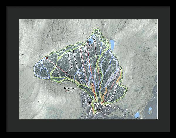 Jiminy Peak, Massachusetts Ski Resort Map - Framed Print
