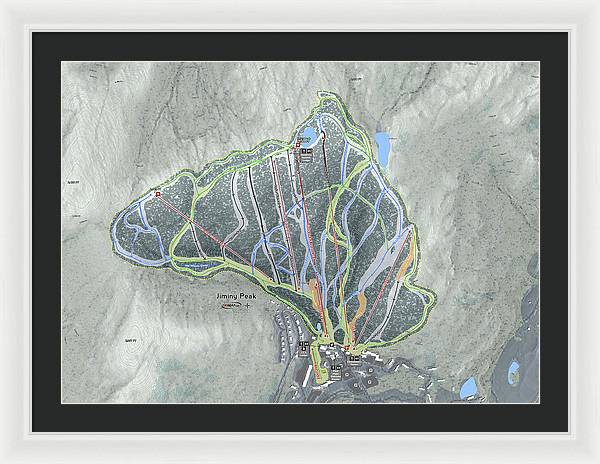 Jiminy Peak, Massachusetts Ski Resort Map - Framed Print
